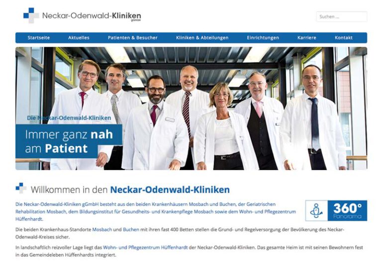 Webseite, Internetauftritt, Klinik, Neckar Odenwald Kliniken